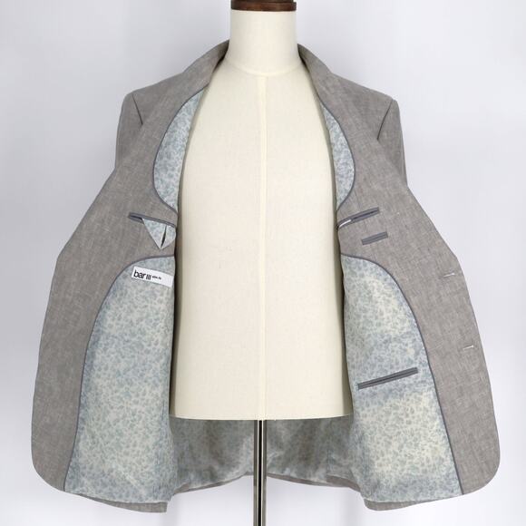 Bar III Men's Light Grey Linen Summer Casual Slim Formal Suit Jacket Size 42L - Picture 8 of 10